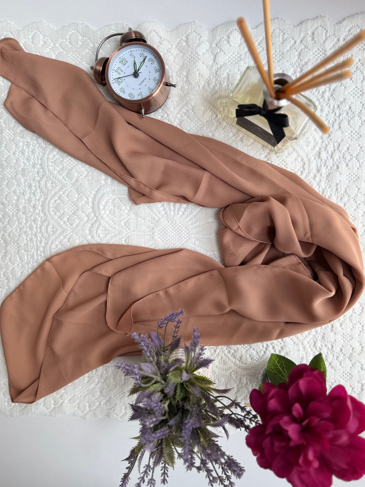 Foulard en crêpe -Marron Beige