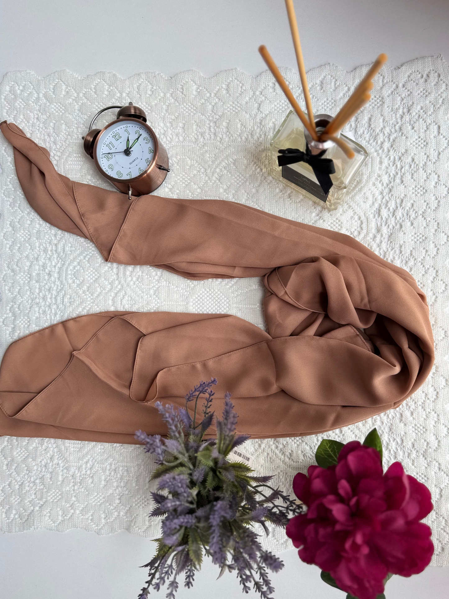 Foulard en crêpe -Marron Beige