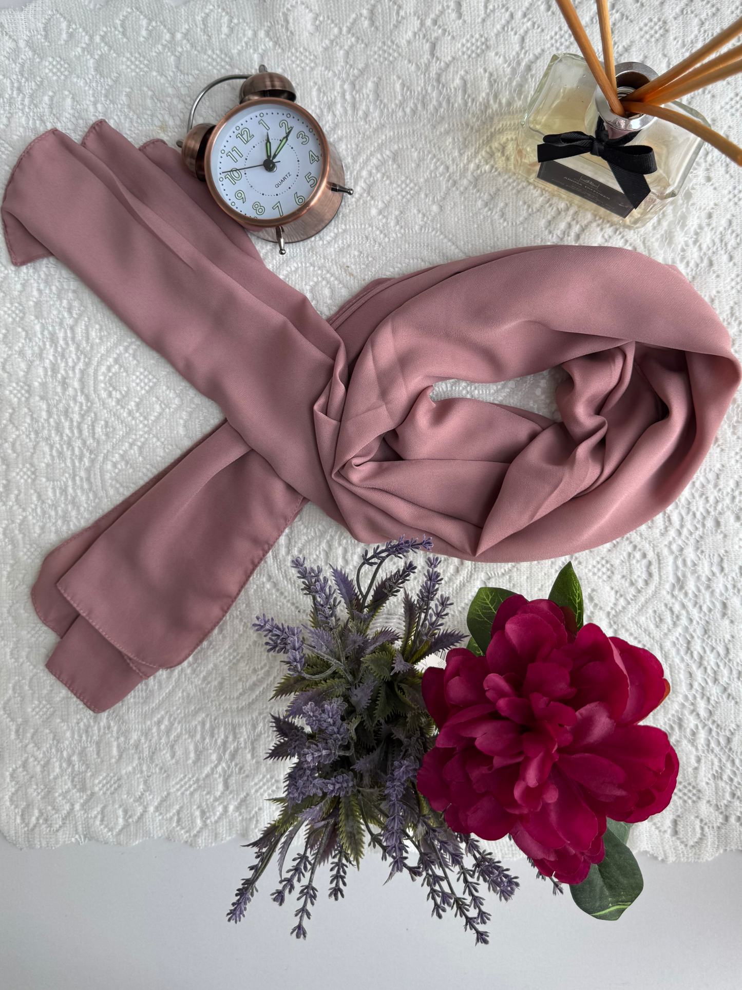 Foulard en crêpe- Rose Cuisse de Nymphe