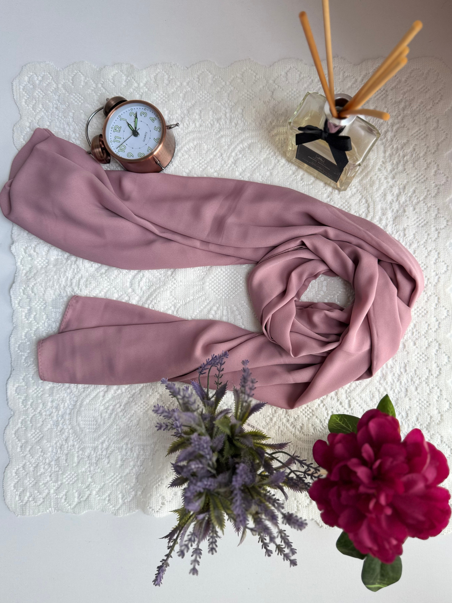 Foulard en crêpe - Rose Incarnadin