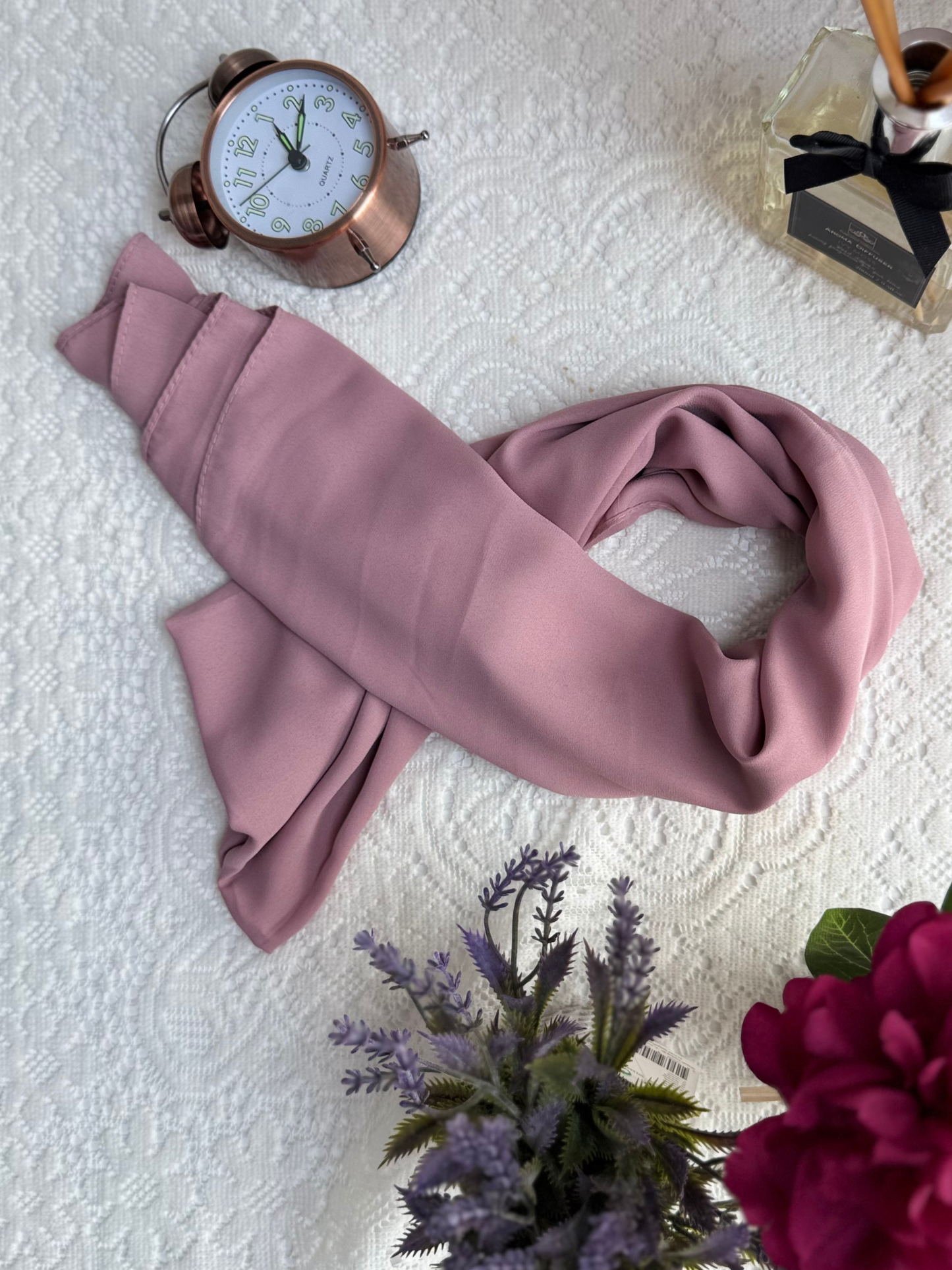 Foulard en crêpe - Rose Incarnadin