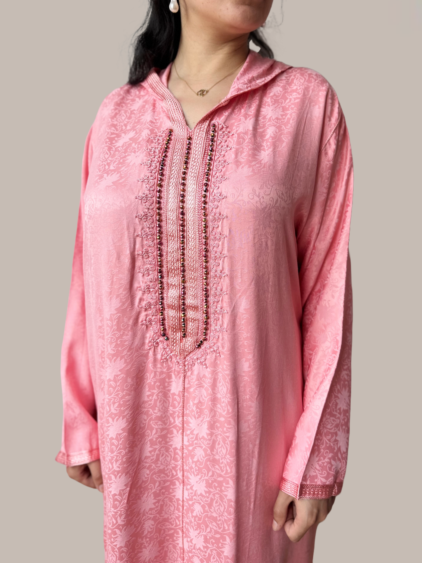 Jellaba rose à capuche