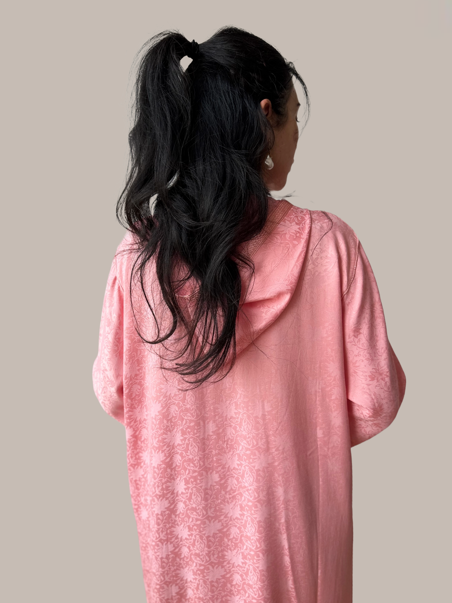 Jellaba rose à capuche