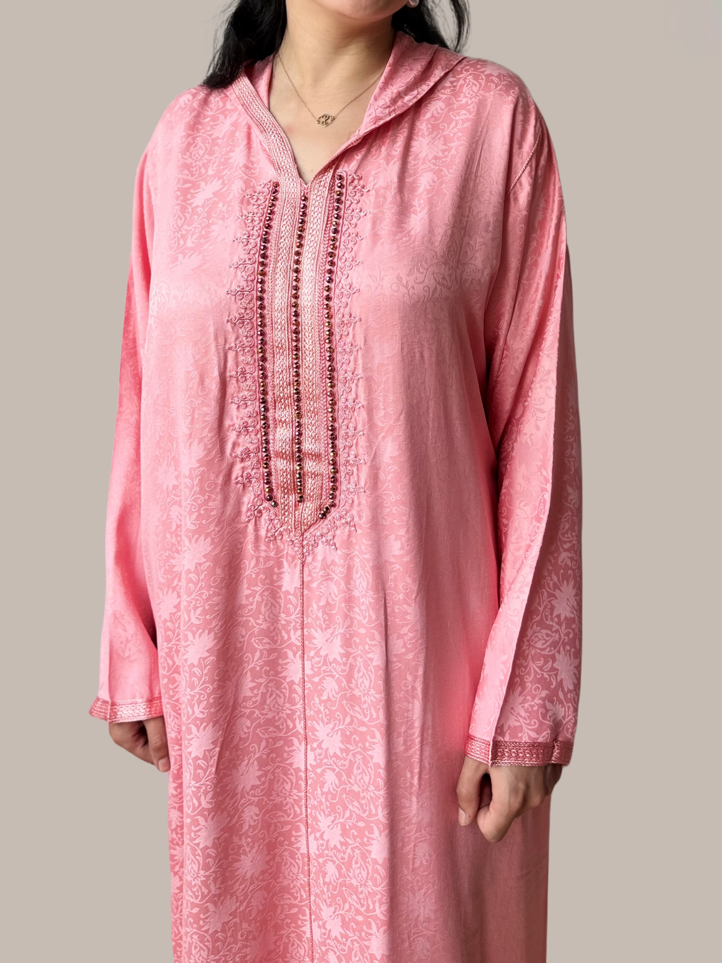 Jellaba rose à capuche