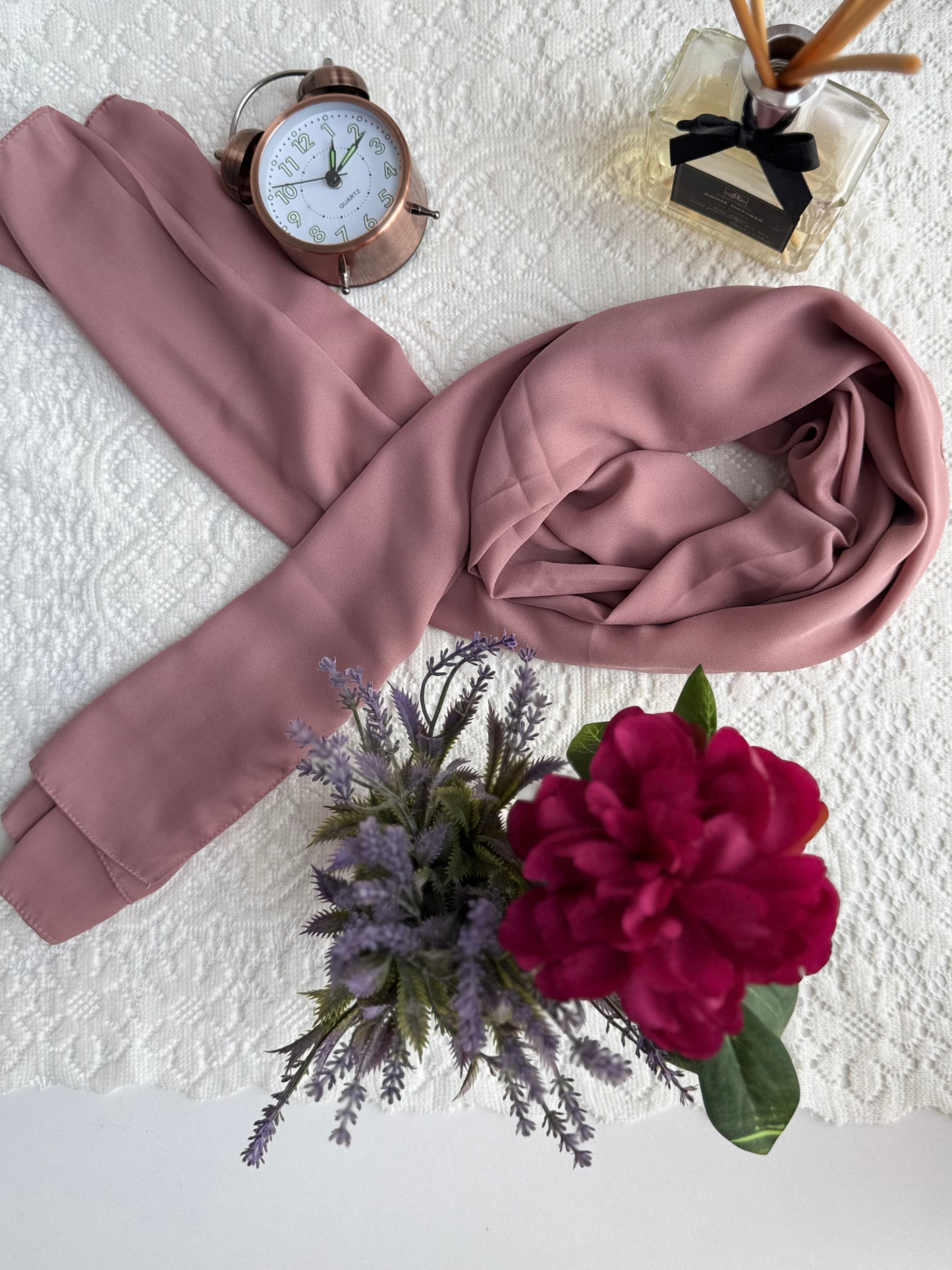 Foulard en crêpe- Rose Cuisse de Nymphe