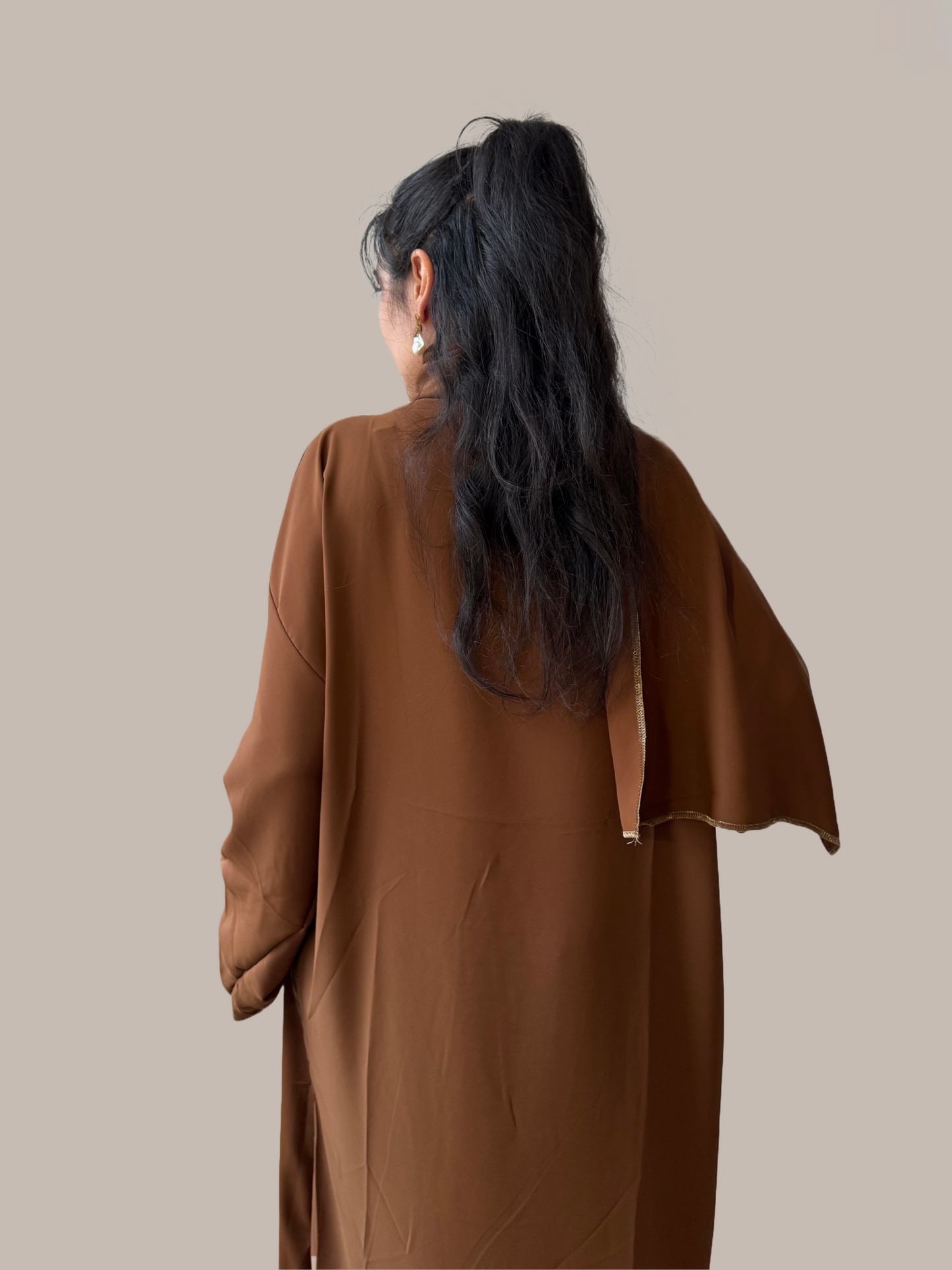Jellaba marron à hidjab