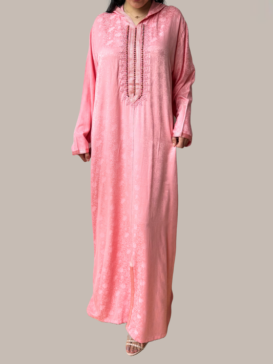 Jellaba rose à capuche