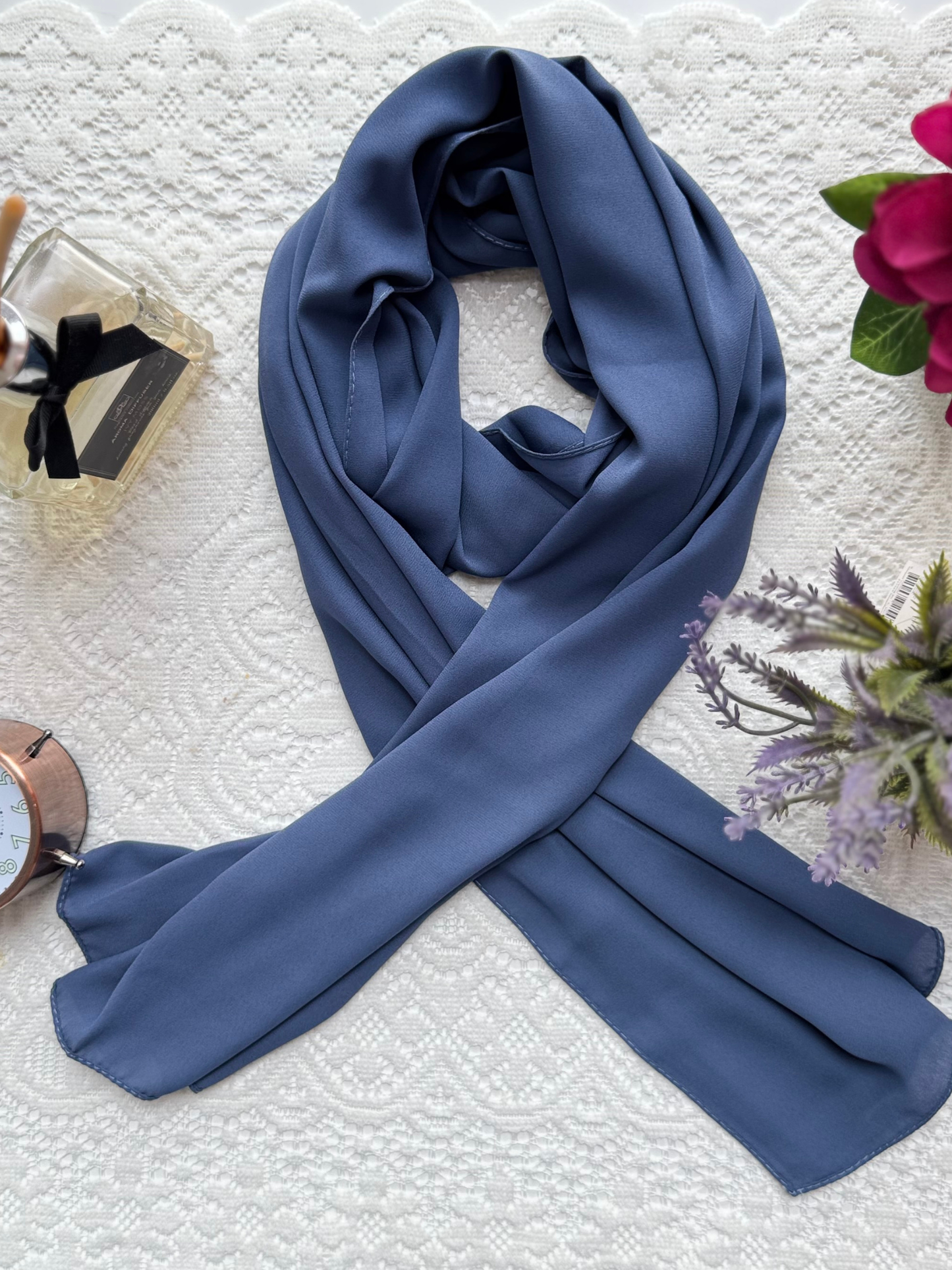 Foulard en crêpe - Bleu Turquin